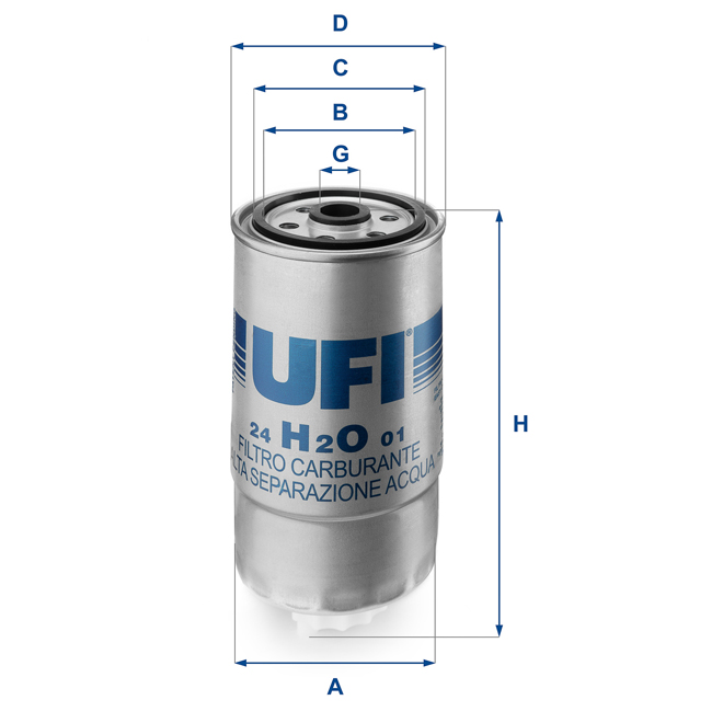 24-H2O-01 UFI FUEL FILTER 24 H2O 01