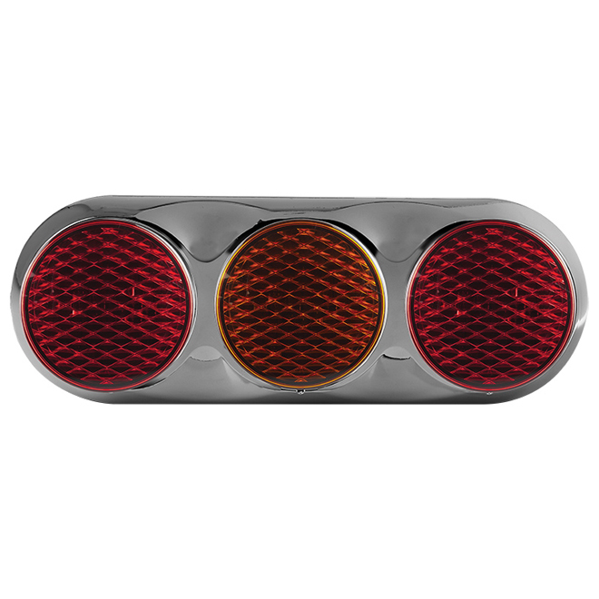 Triple Combination Rear Lamp - Coloured Lens - Chrome Bracket - 12V