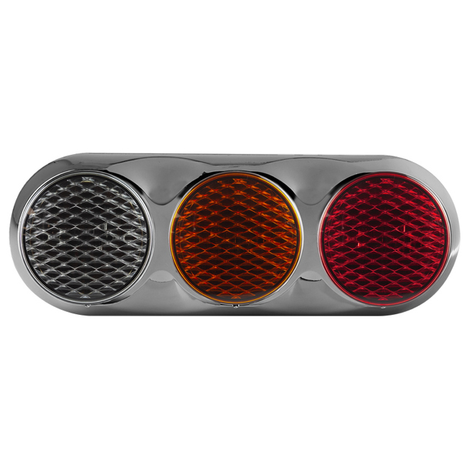 Triple Combination Rear Lamp - Coloured Lens - Chrome Bracket - 12V