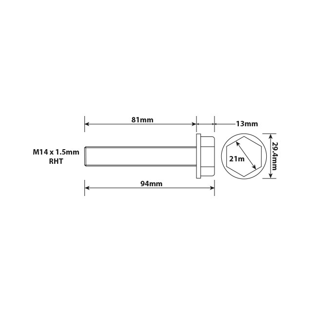 MRWB0013 DISC MOUNTING BOLTS DISCOS M14X1.5 RHT 80MM UH UCUK Truck