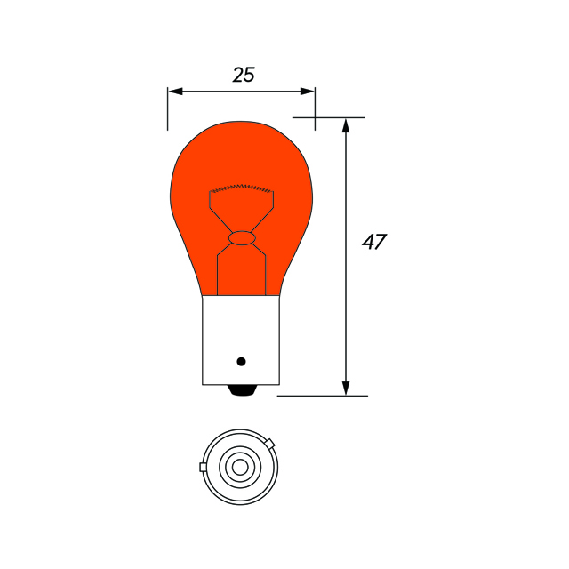 P581A Indicator Bulb 24v 21w BAU15S Amber (PKT10)