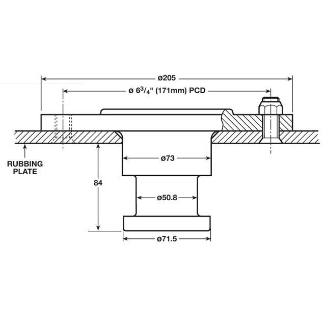 KING PIN BOLT ON TO SUIT 10MM RUBBING PLATE