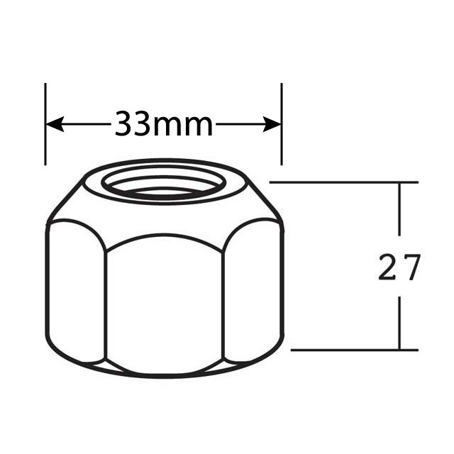 A1130 WHEEL NUT 7/8" LH D=27MM AF=33MM