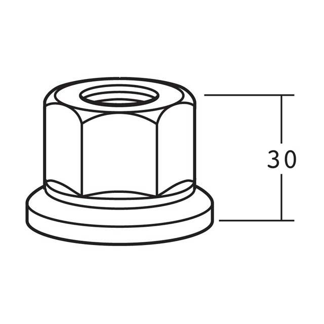 W/NUT M22X1.5 RH ISO D=30MM AF=33MM