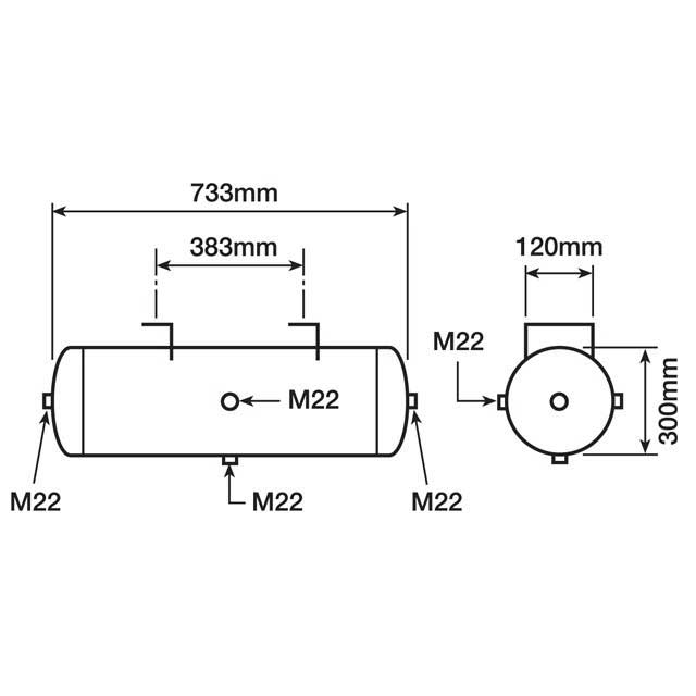 AIR TANK 50LITRE MET SIDE MT