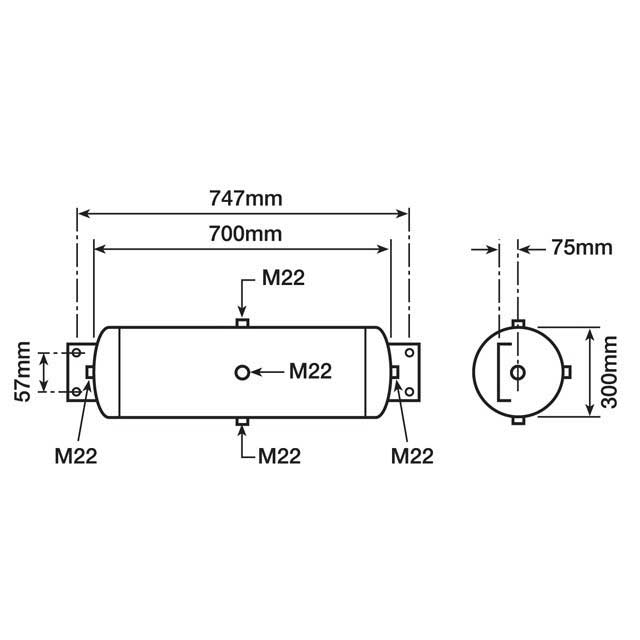 AIR RESVR END MOUNT 45LTR