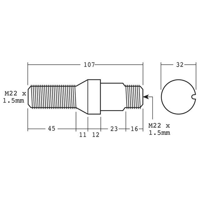 METRIC WHEEL STUD (RO TYPE)