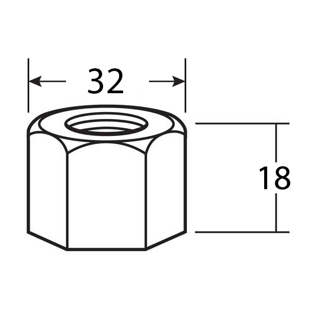 A5031 BACK NUT M22X1.5MM RH D=18MM AF=32MM