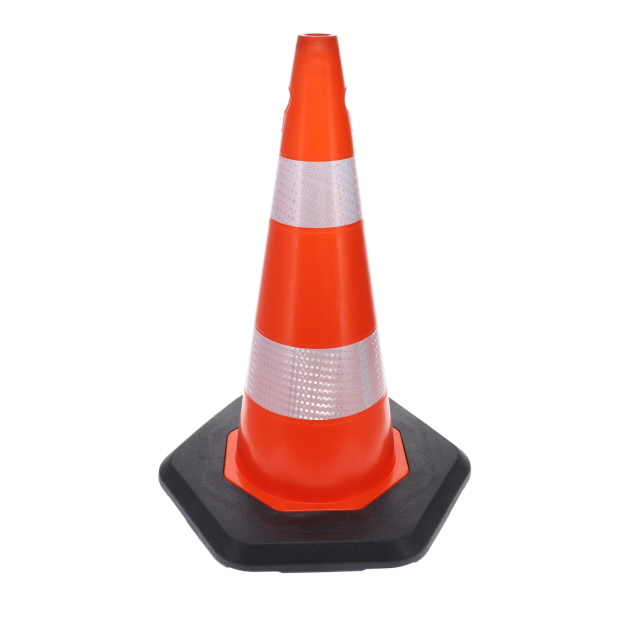 700MM ECOLIGHT TRAFFIC CONE - DOUBLE BAND - HEAVY BASE