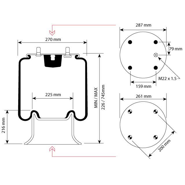 AIRSPRING ASSY (ASK002) STEEL PISTON MERITOR