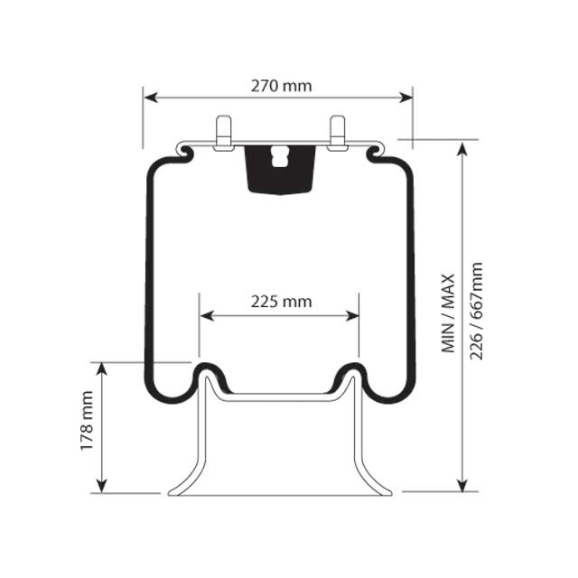 AS1268 AIRSPRING ASSY (TBA) M16 INLET 3 STUD TOP DAF BUS
