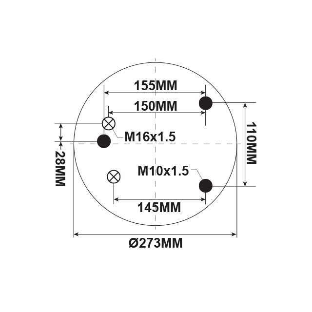 AS1273 AIRSPRING ASSY (ASK052) STEEL PISTON DAF