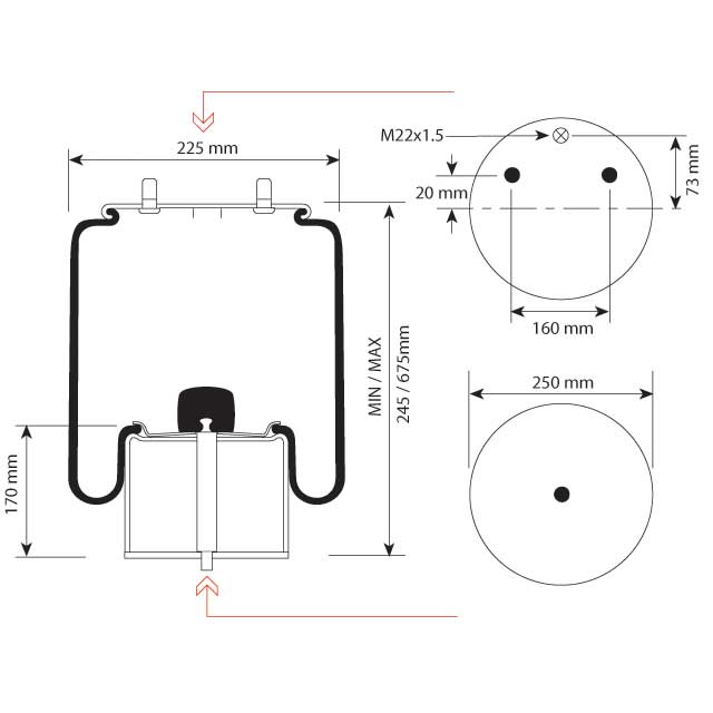 AIRSPRING ASSY (ASK026) GIGANT SINGLE MOUNT