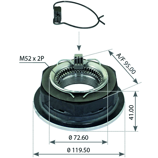 Axle End Nut - M52x2/AF95