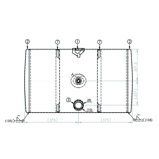 DFFT0117S FUEL TANK BARE STEEL 1150 X 505 X 675MM 340 L