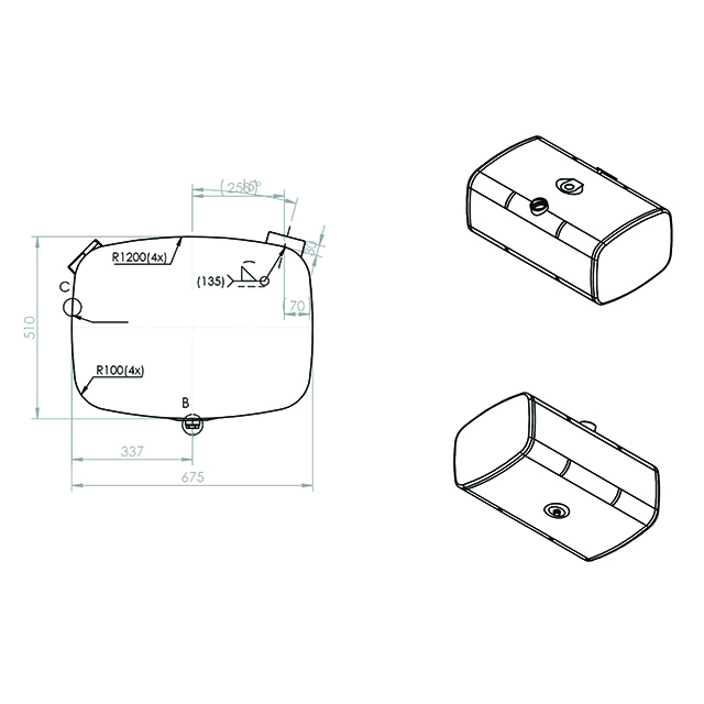 DFFT0117S FUEL TANK BARE STEEL 1150 X 505 X 675MM 340 L