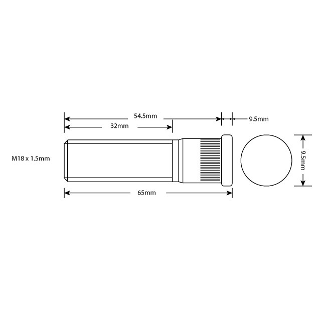 DFWB0005 WHEEL STUD M18X1.5 RHT 54.5MM UH