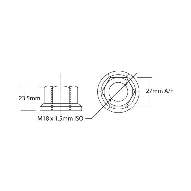 DFWN0001 WHEEL NUT M18X1.5 RHT 27MM A/F