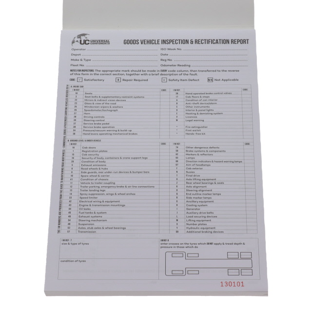 DVD005 HGV Inspection & Maintenance Booklet 100 Page