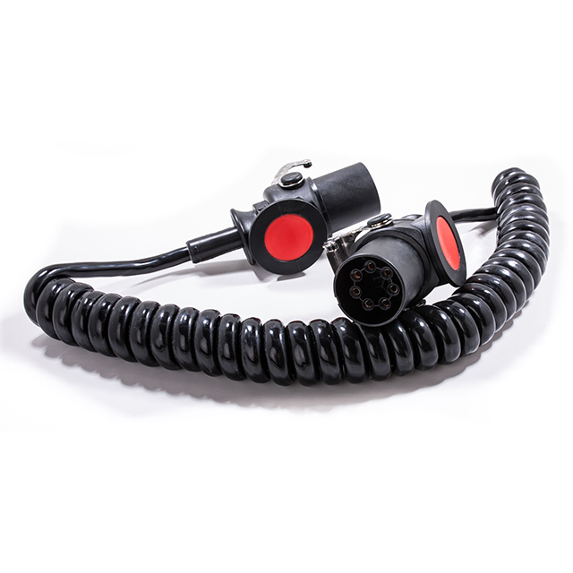 7 Core PU Black EBS Coil 3.5m Ext - 2 EBS (B) Plugs