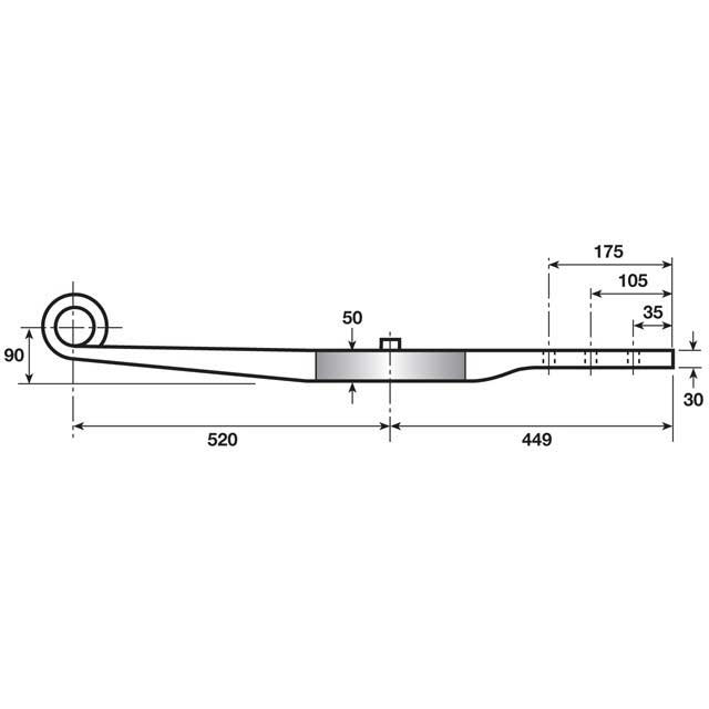 Straight Trailing Arm Assembly - 1 Leaf