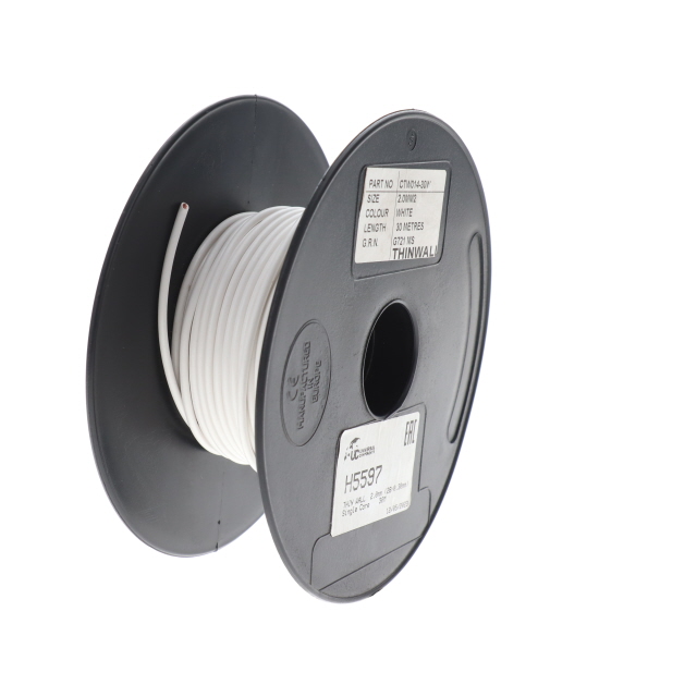 THIN WALL 0.5mm (16/0.20mm) WHITE Single Core 100M