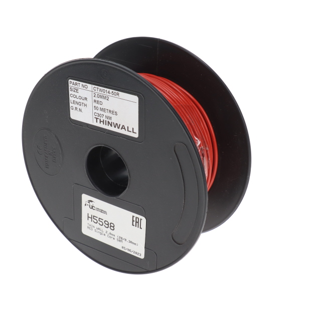 H5598 THIN WALL 2.0mm (28/0.30mm) RED Single Core 50M