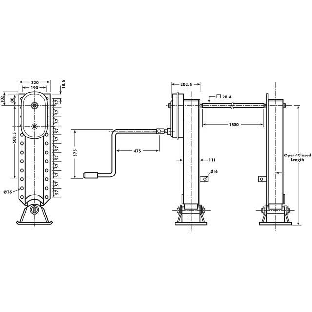 KLTA0459EXP LANDING LEG SET WITH COMPENSATING FEET LONG BACK