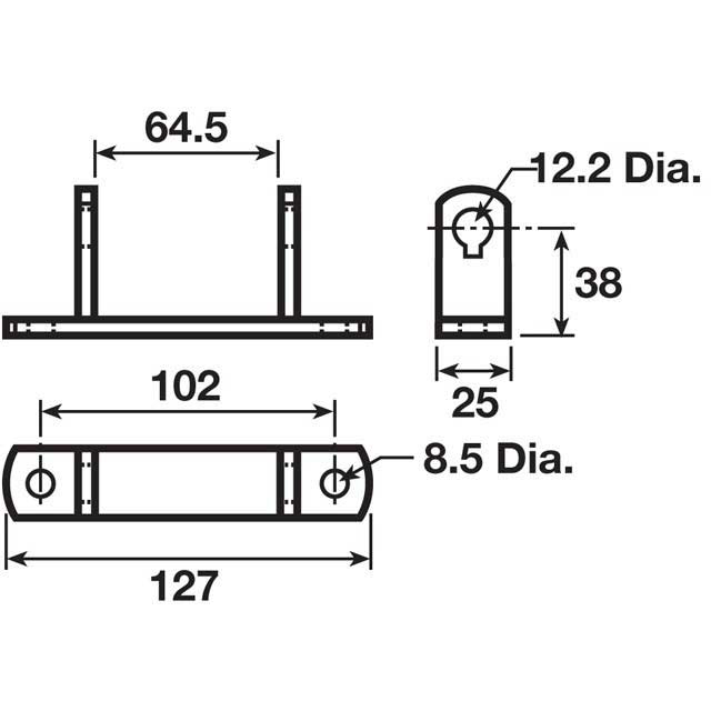 HINGE BRACKET BOLT ON 64MM ZINC PLATED