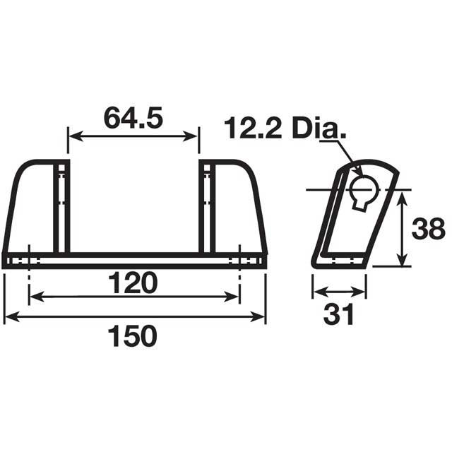 HINGE BRACKET BOLT ON 64MM STAINLESS STE