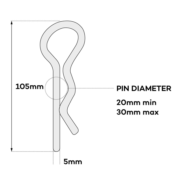 SPRING COTTER R CLIP FOR 20 - 30MM PIN
