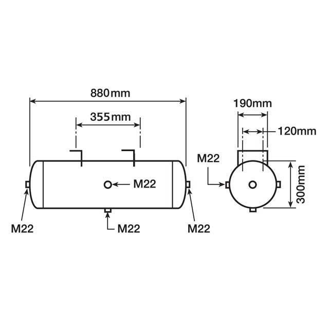 Air Tank 60 Litre 300mm Diameter 5 Port GIGANT