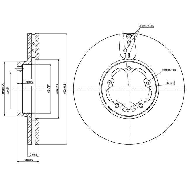 Front Brake Disc - To Suit FORD TRANSIT