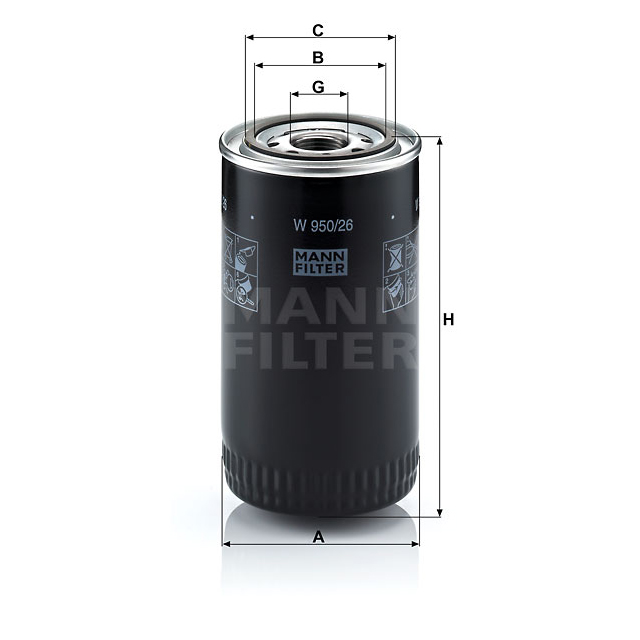 KLTW95026 Oil Filter to suit CUMMINS/IVECO