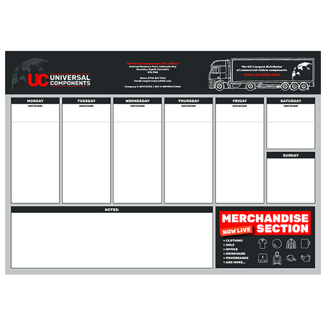 A3 Deskpad 50 Page Weekly Planner UC Branded