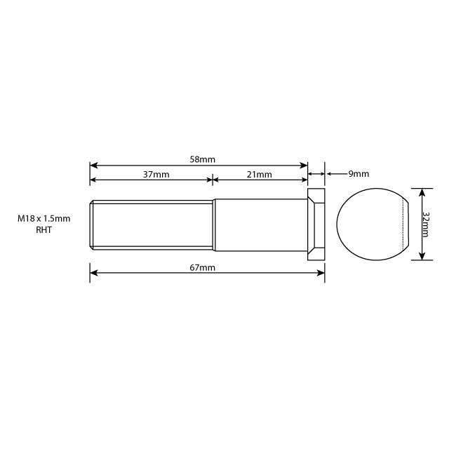 MNWB0005 WHEEL STUD M18X1.5 RHT 58MM UH