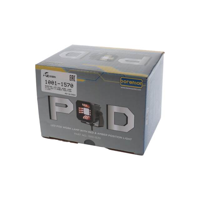 Packaging for 1001-1570 Boreman Led Pod Work Lamp With Red & Amber Position Light