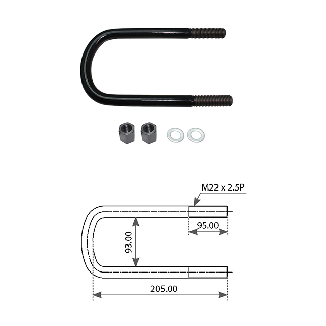 U Bolt Assembly - M22X2.5 - 205MM U/H