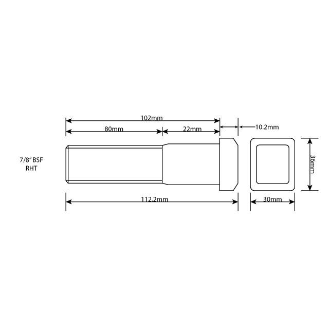 SCWB0001 WHEEL STUD 7/8"X11BSF RHT 102MM UH