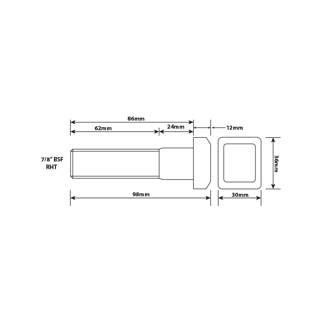 WHEEL STUD 7/8"X11BSF RHT 86MM UH