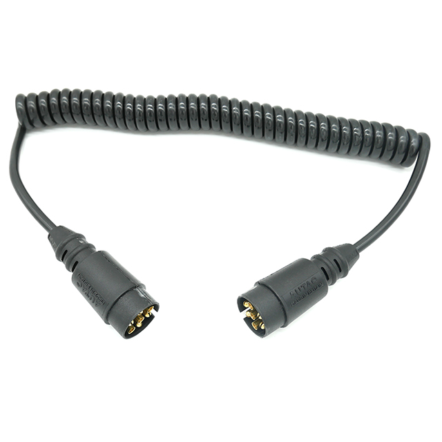 7 Core PU Black CV Coil 3M Ext - 2x12N Plugs Ecoflex Moulded Plugs