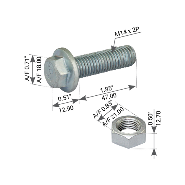 FLANGE BOLT M14X2 X 47MM UNDER HEAD INC NUT