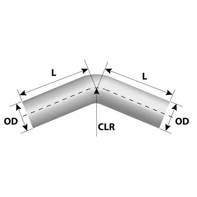 XEP1003 ELBOW PIPE - 5 OD/ 5 OD 45DEG L305MM