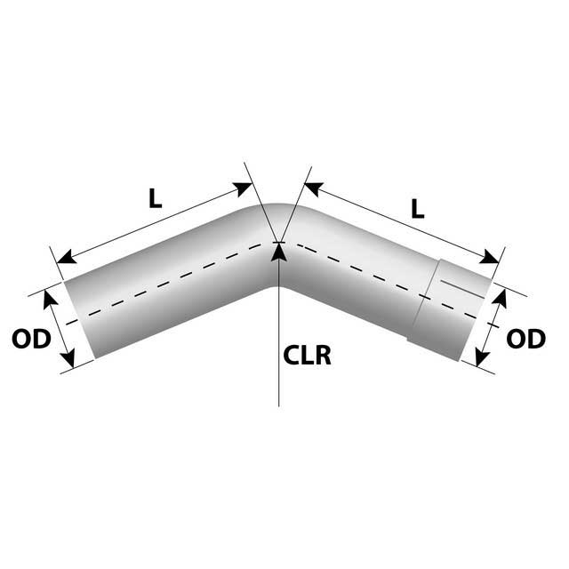 ELBOW PIPE - 5 OD/ 5 ID 45DEG L305MM