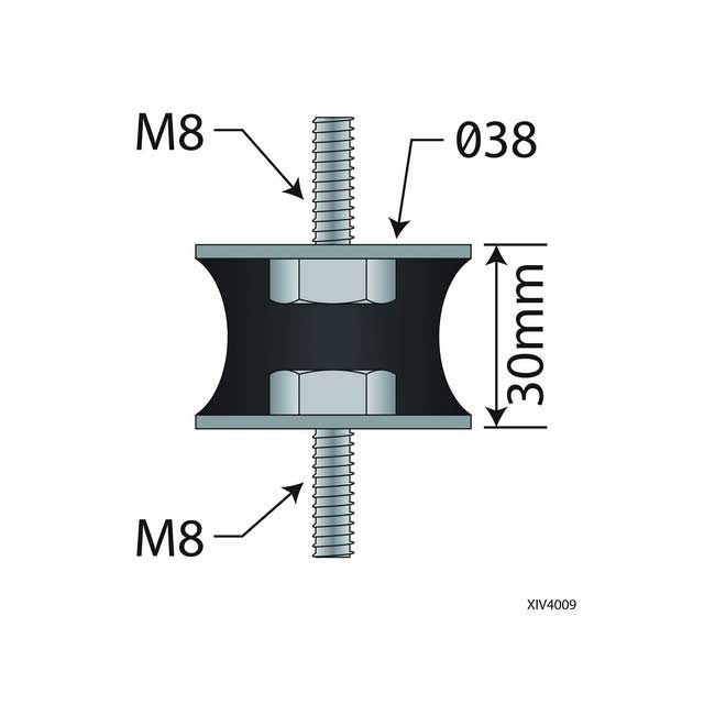 XIV4009 UNIVERSAL EXHAUST MOUNTING BUFFER M8